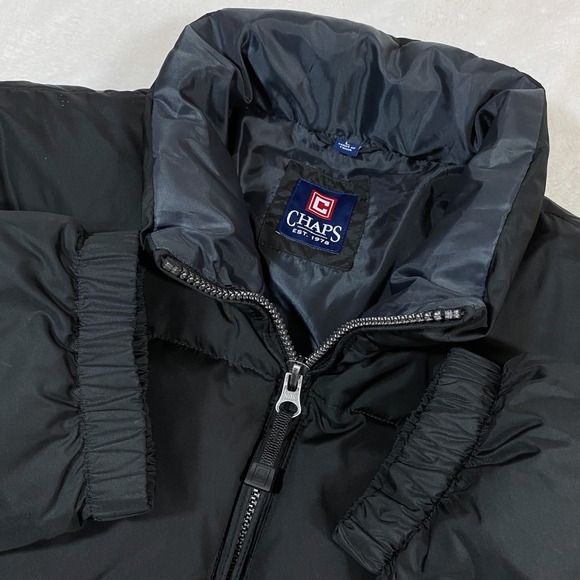Chaps Down Blend Puffer Jacket Full Zip Winter Outdoor Coat Padded Black Mens L - Picture 1 of 12
